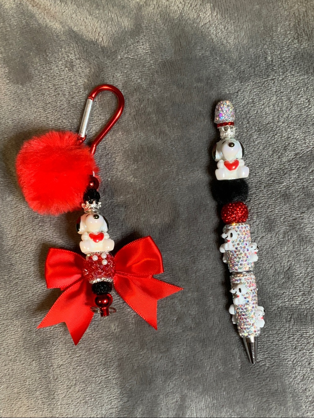 Red king puppy Keychain with matching pen